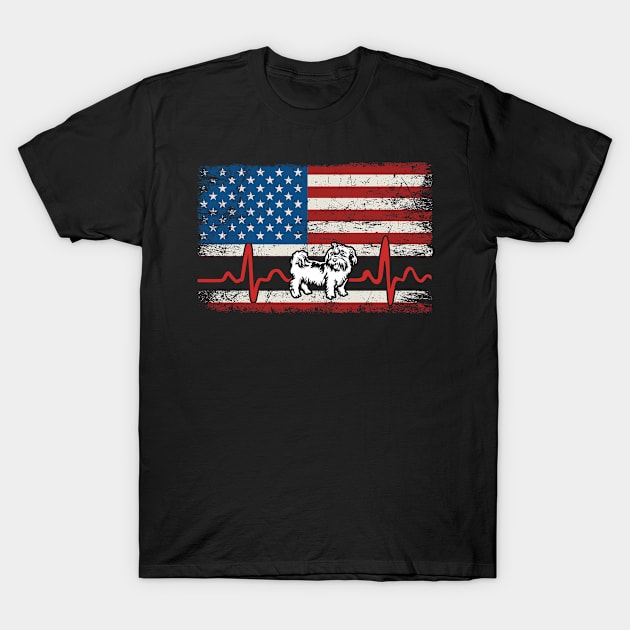 Funny Shih tzu American Flag Heartbeat Dog Lover Gift 4th Of July T-Shirt by huytho2